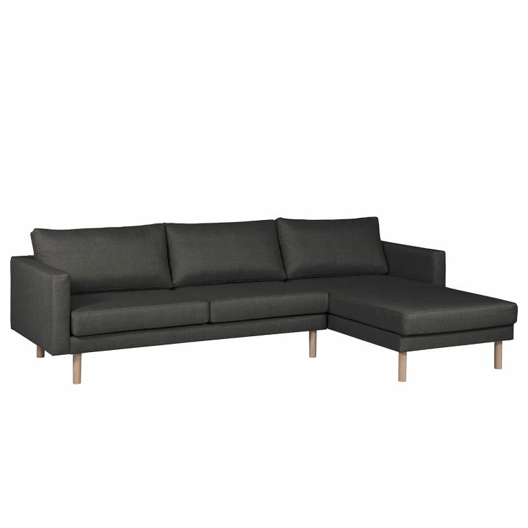 loftscape Norrwood Canapé d’angle Theix – Tissage à plat – Anthracite – Méridienne courte à droite (vue de face)