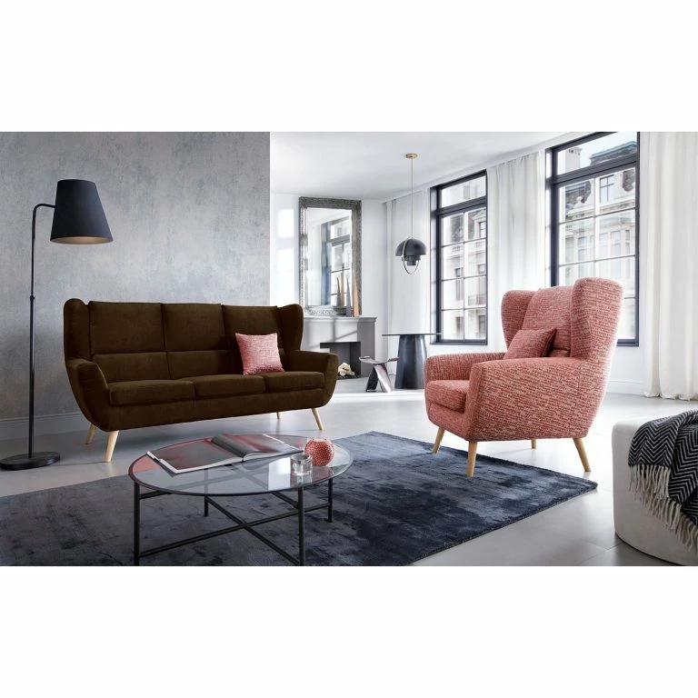 Loftscape Norrwood Canapé Glenhaven (3 Places) – Velours – Marron Foncé