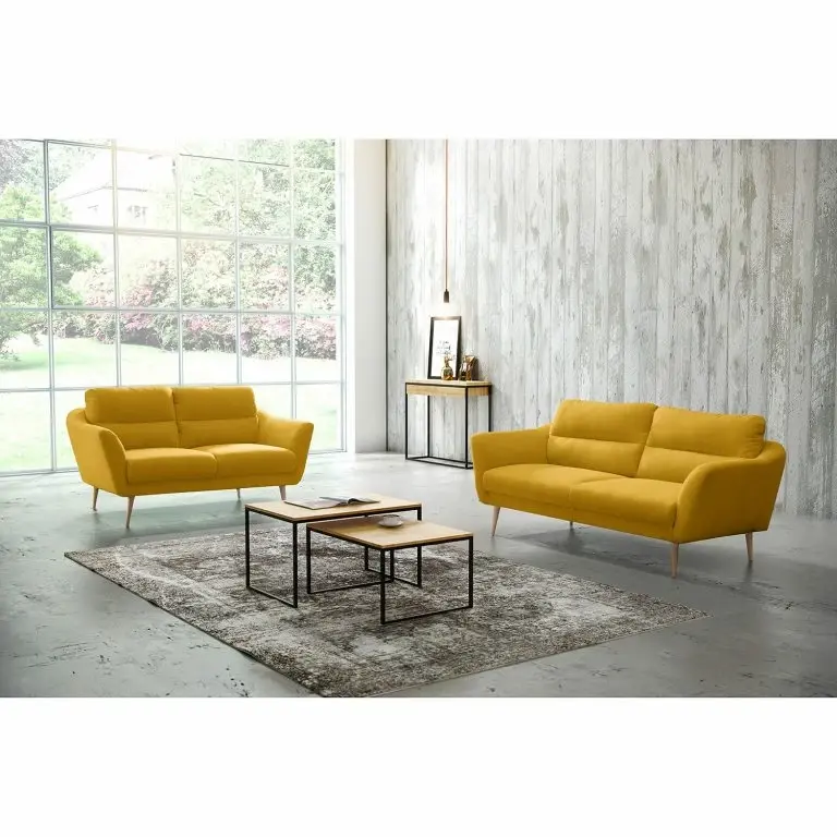 Loftscape Norrwood Canapé Lucinda I (2-3 Places) – Tissu – Tissu Hanabi: Jaune – Beige