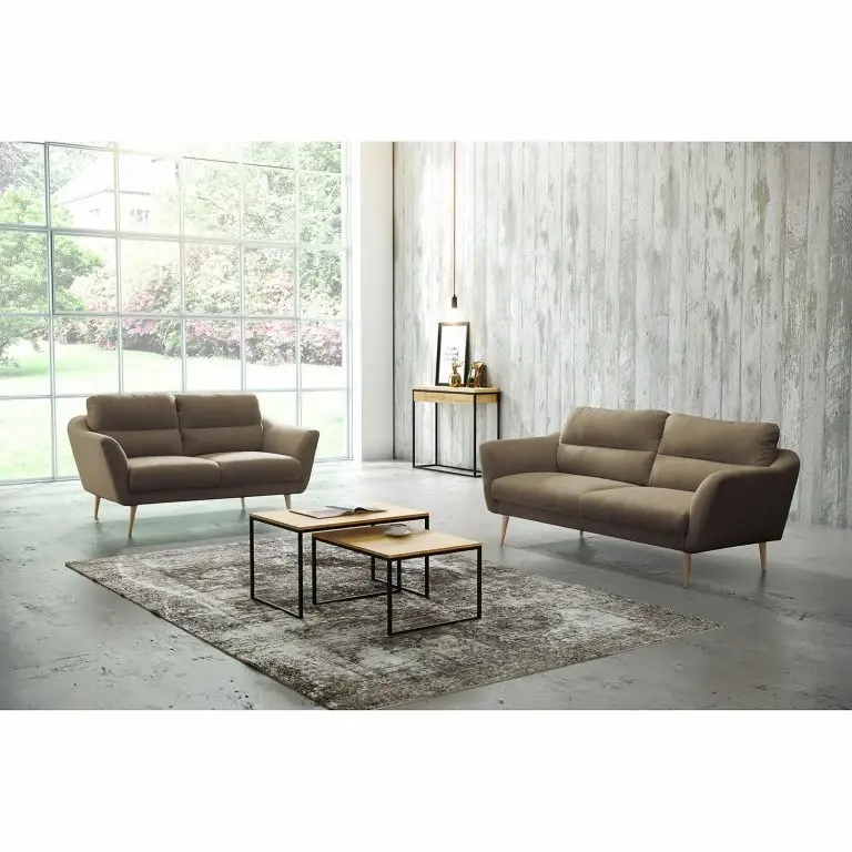 Loftscape Norrwood Canapé Lucinda I (2 Places) – Tissu – Tissu Hanabi: Gris Sahara – Beige