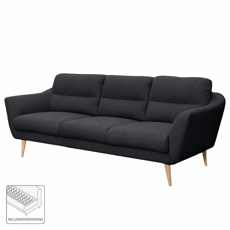 Loftscape Norrwood Canapé Lucinda I (3 Places) – Tissu – Tissu Hanabi: Anthracite – Beige