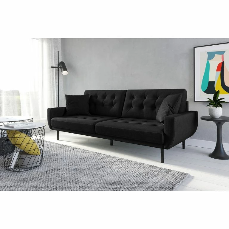 Loftscape Norrwood Canapé Vaise I (3 Places) – Velours – Velours Ravi: Noir