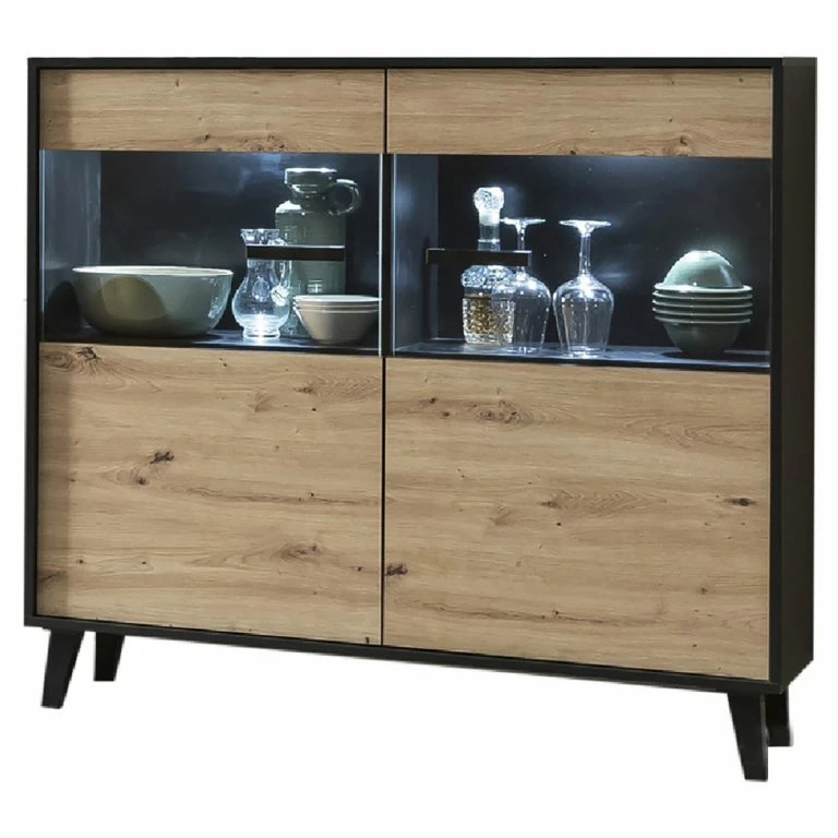 loftscape Norrwood Commode Argenteuil II – Imitation chêne artisan / Noir