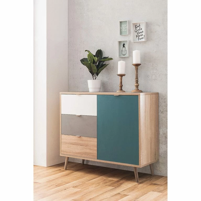 Loftscape Norrwood Commode Bibury II – Multicolore / Imitation Chêne Sonoma