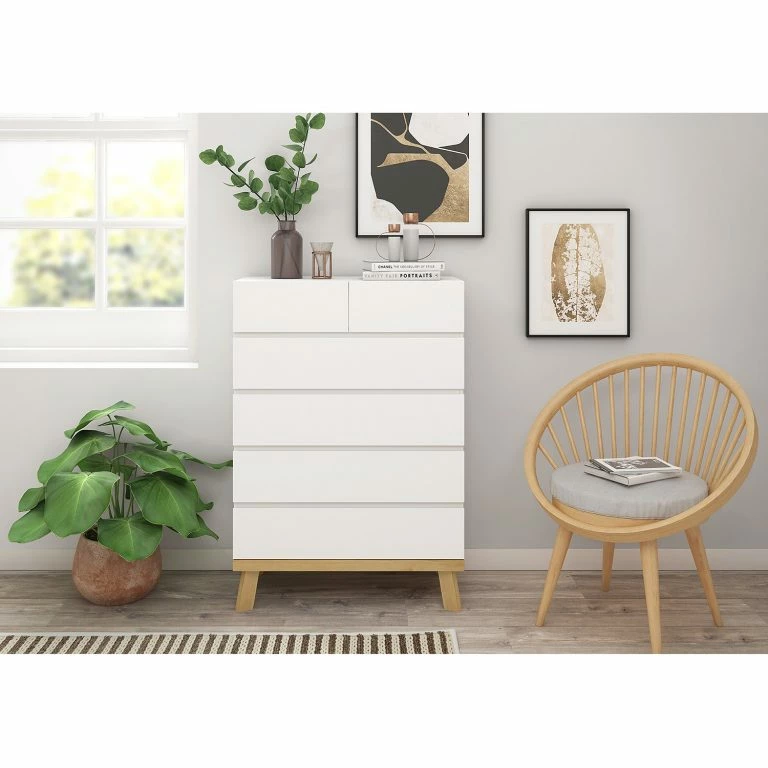 Loftscape Norrwood Commode Skön – Blanc / Imitation Chêne