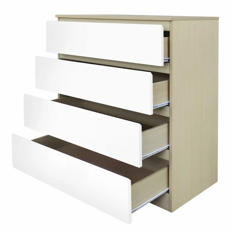 Loftscape Norrwood Commode Splendid Night – Blanc Brillant / Imitation Chêne Sonoma