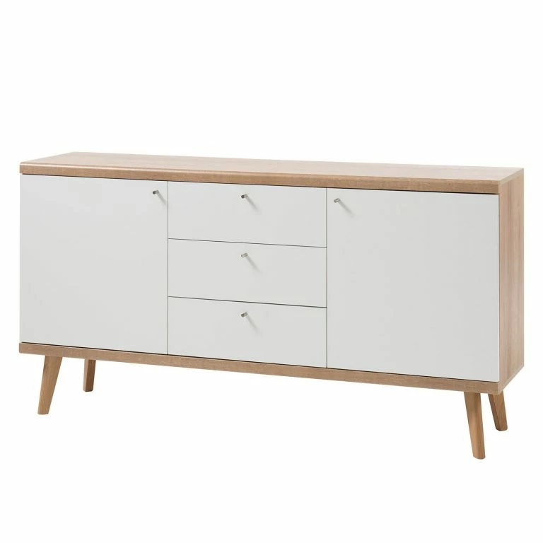 loftscape Norrwood Enfilade Gyland – Blanc matt / Imitation chêne Riviera
