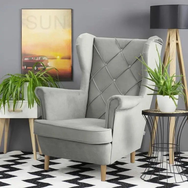 Loftscape Norrwood Fauteuil Bergère Olmen – Microfibre Jada: Bleu Gris