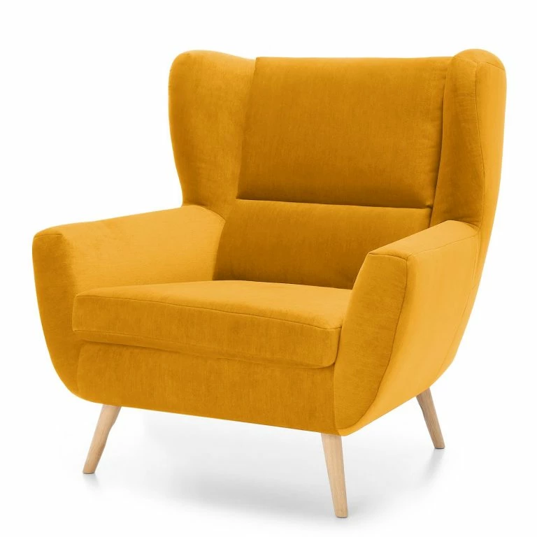 loftscape Norrwood Fauteuil Glenhaven – Velours – Jaune moutarde