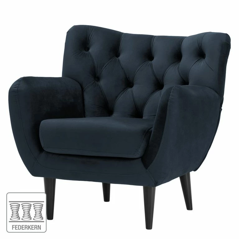 Loftscape Norrwood Fauteuil Lowen I – Velours – Velours Ravi: Bleu Foncé
