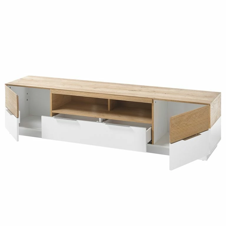 Loftscape Norrwood Meuble TV Akaa – Placage En Bois Véritable – Chêne / Blanc