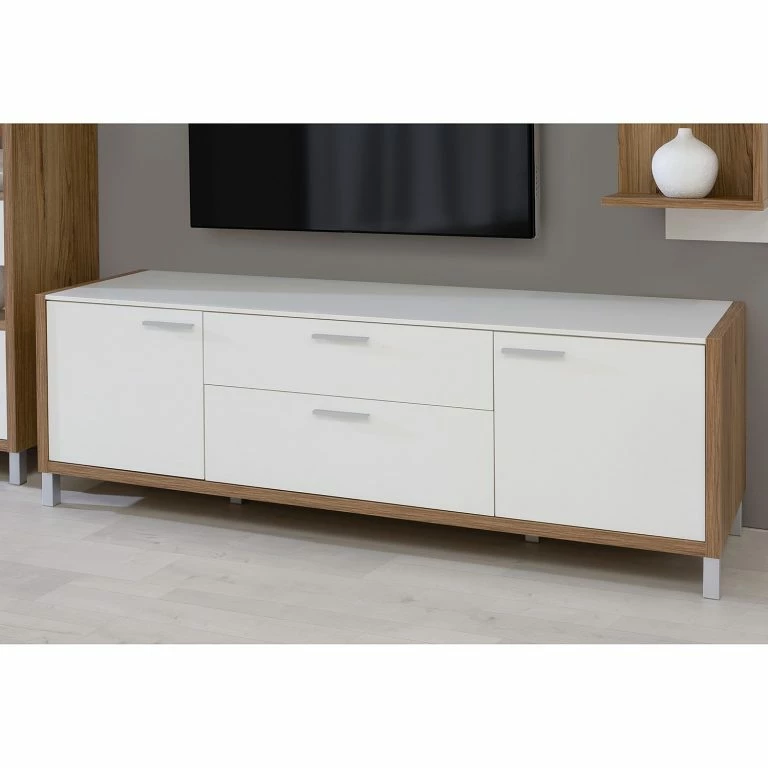 Loftscape Norrwood Meuble TV Boyd I – Blanc / Imitation Chêne