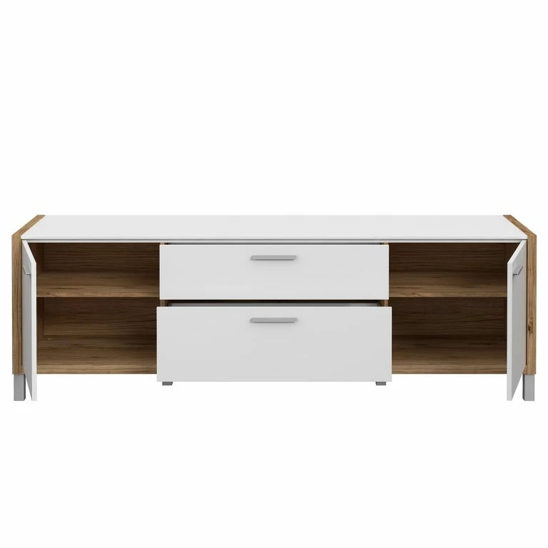 Loftscape Norrwood Meuble TV Boyd I – Blanc / Imitation Chêne