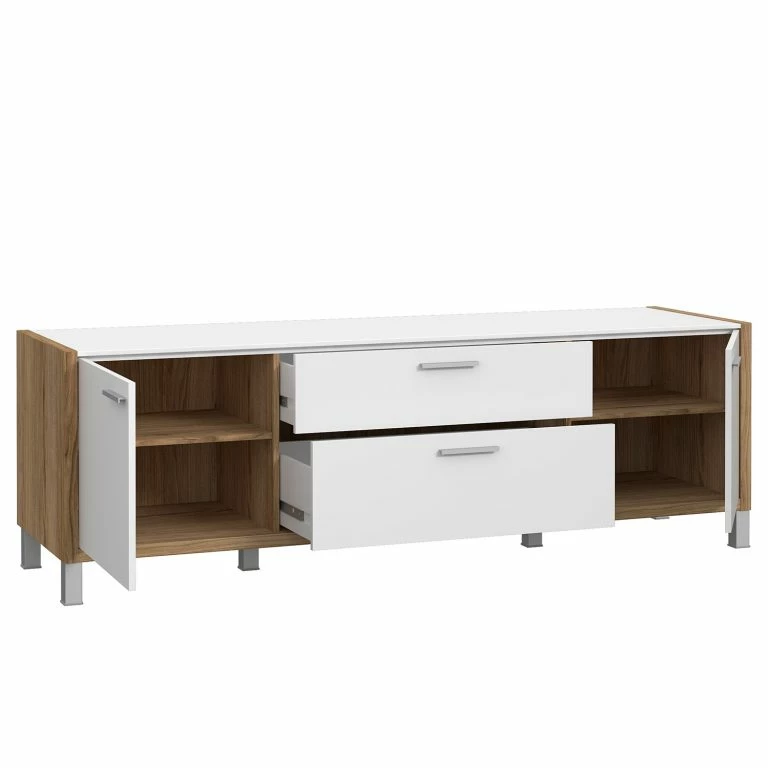 Loftscape Norrwood Meuble TV Boyd I – Blanc / Imitation Chêne