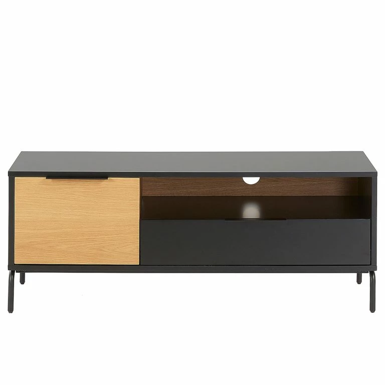 Loftscape Norrwood Meuble TV Ceduna I – Noir Mat / Chêne