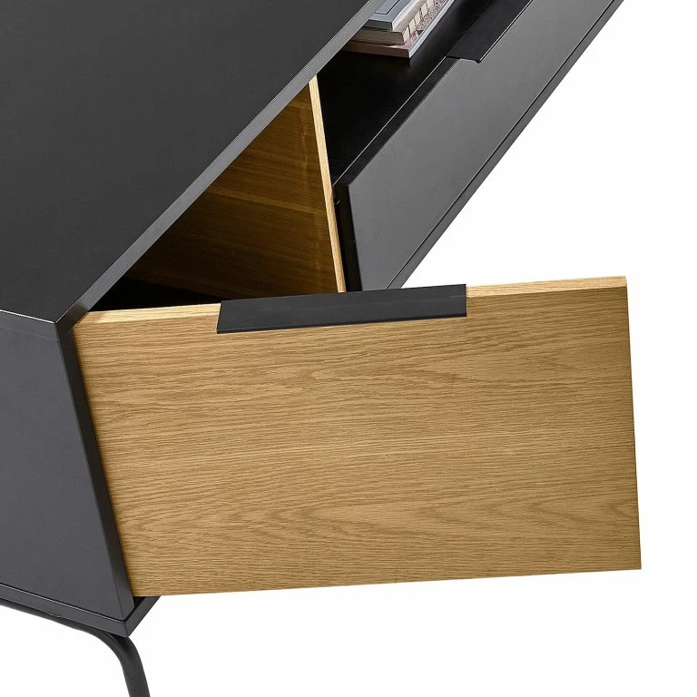 Loftscape Norrwood Meuble TV Ceduna II – Noir Mat / Chêne