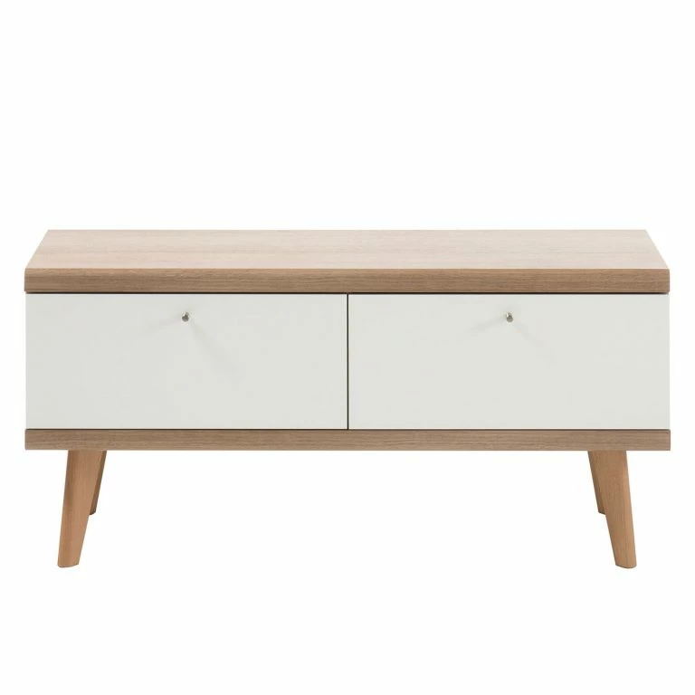 Loftscape Norrwood Meuble TV Gyland I – Blanc Matt / Imitation Chêne Riviera