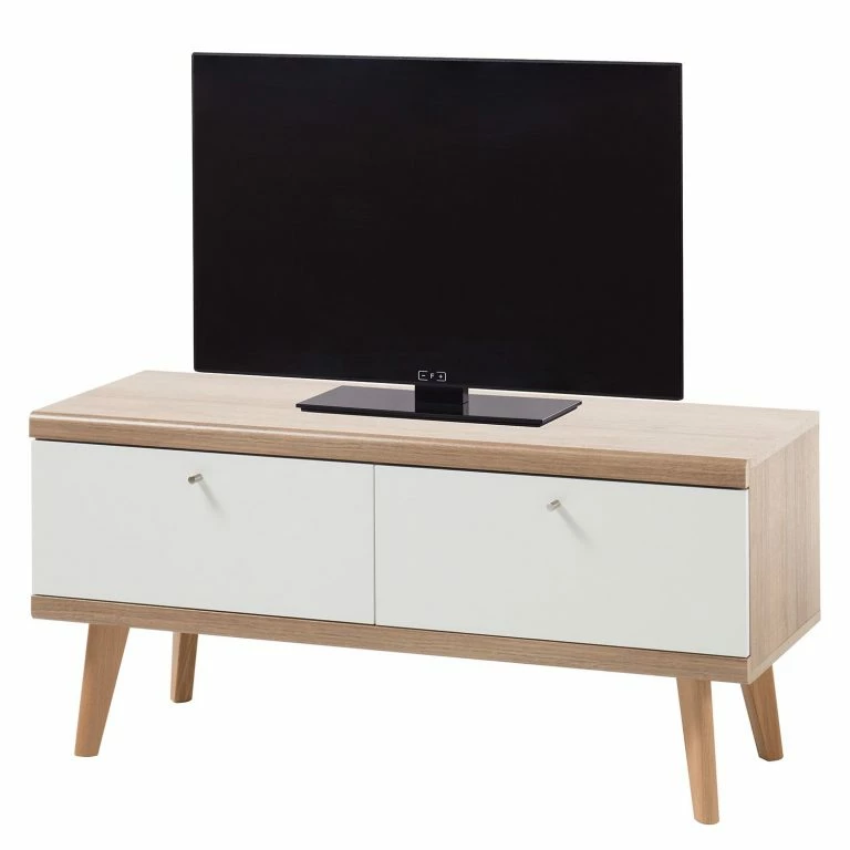 loftscape Norrwood Meuble TV Gyland I – Blanc matt / Imitation chêne Riviera