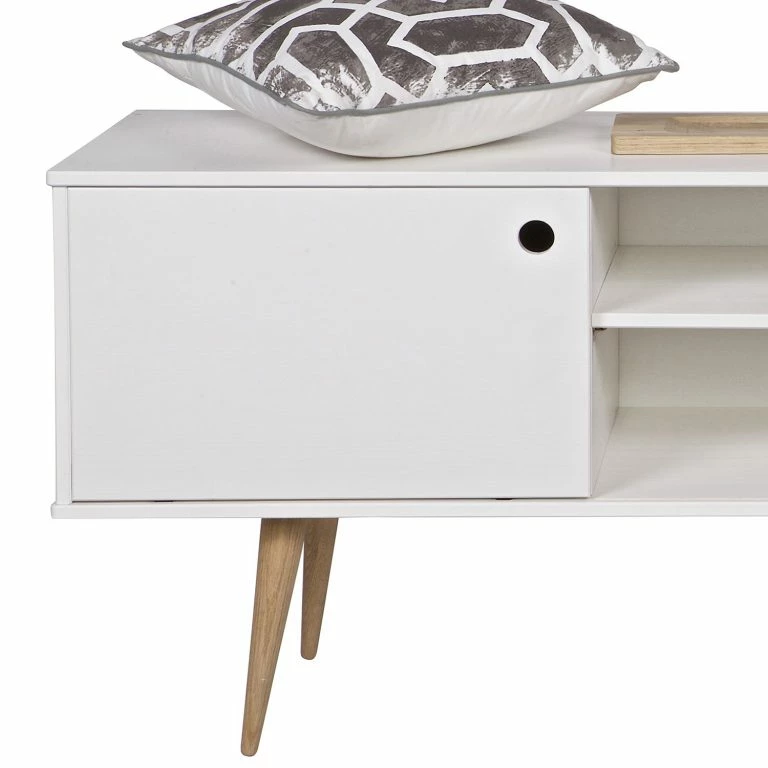 Loftscape Norrwood Meuble TV Lanai – Pin Massif – Blanc / Pin