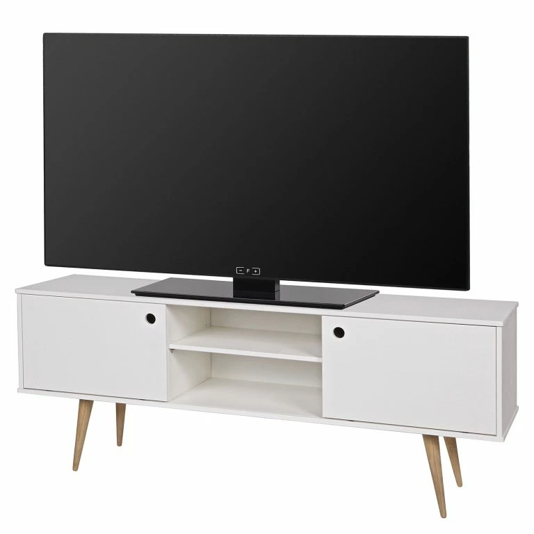 loftscape Norrwood Meuble TV Lanai – Pin massif – Blanc / Pin