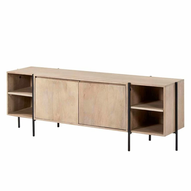 Loftscape Norrwood Meuble TV Longavi – Manguier Massif / Métal – Manguier / Noir