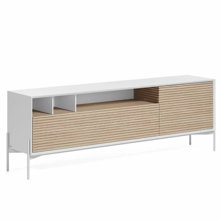 loftscape Norrwood Meuble TV Maredale II – Partiellement en frêne massif – Frêne / Blanc