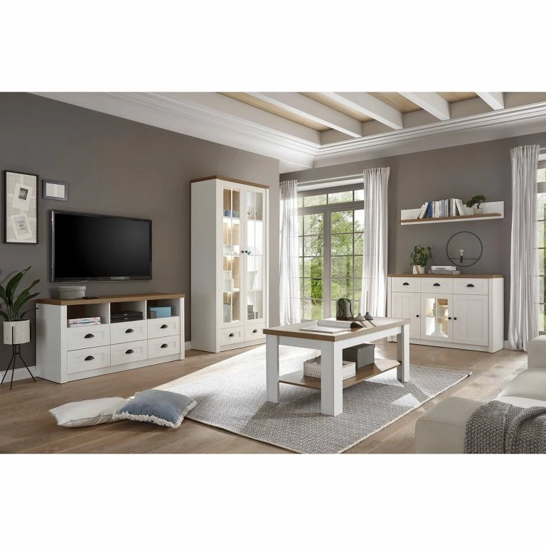 Loftscape Norrwood Meuble TV Proville I – Imitation Chêne Blanc / Imitation Chêne