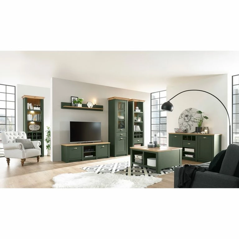 Loftscape Norrwood Table Basse Cardet – Vert Mousse / Imitation Chêne De Wotan