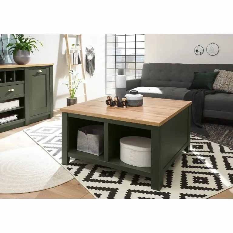 Loftscape Norrwood Table Basse Cardet – Vert Mousse / Imitation Chêne De Wotan