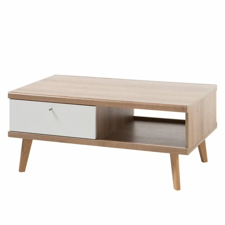 loftscape Norrwood Table basse Gyland – Blanc matt / Imitation chêne Riviera