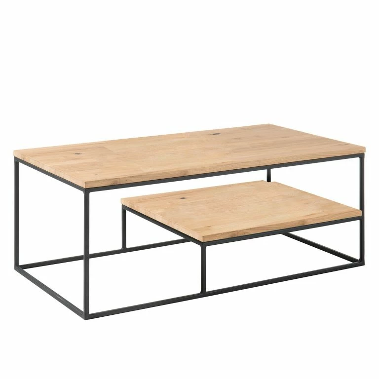 loftscape Norrwood Table basse Karnin – Chêne massif / Fer – Chêne / Noir mat