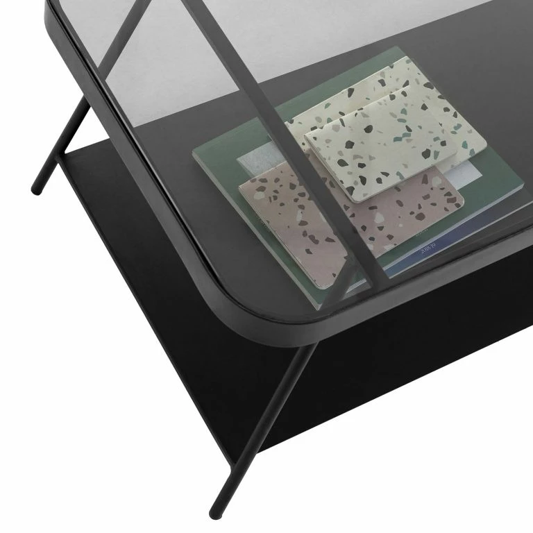 Loftscape Norrwood Table Basse Kisko – Verre / Métal – Gris / Noir