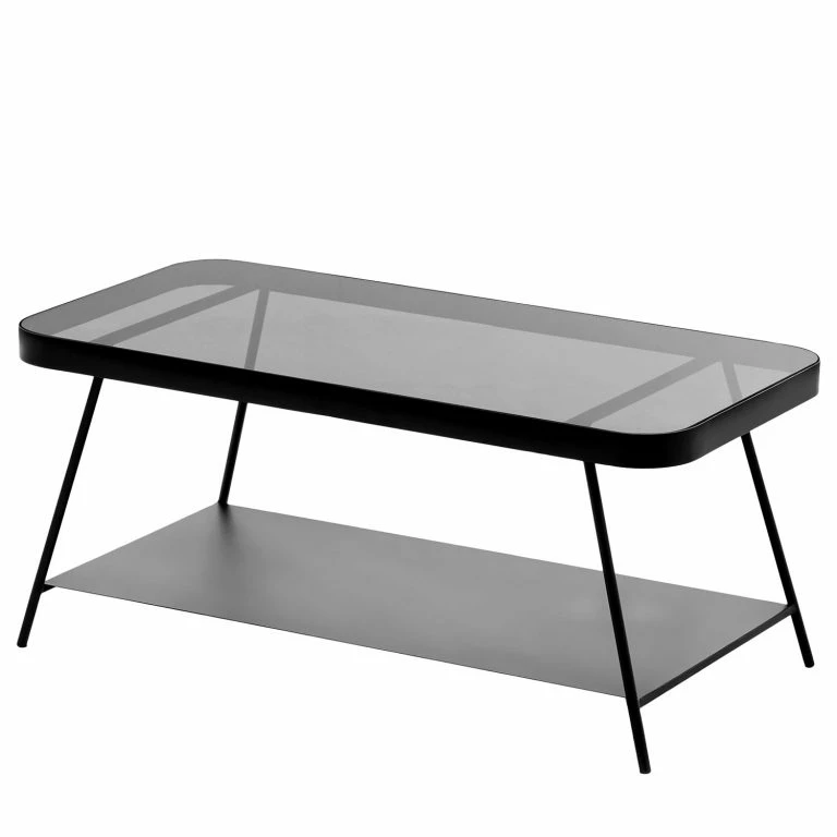 loftscape Norrwood Table basse Kisko – Verre / Métal – Gris / Noir