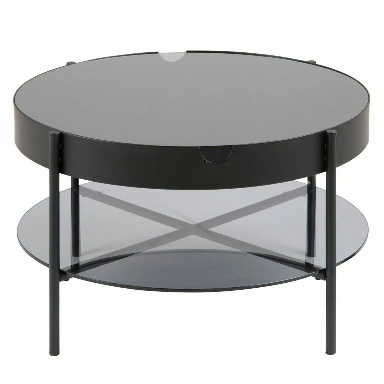 Loftscape Norrwood Table Basse Myrberg II – Verre / Acier – Fumée / Noir