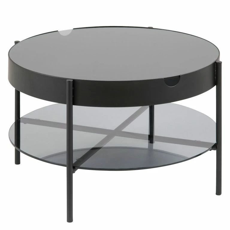 loftscape Norrwood Table basse Myrberg II – Verre / Acier – Fumée / Noir