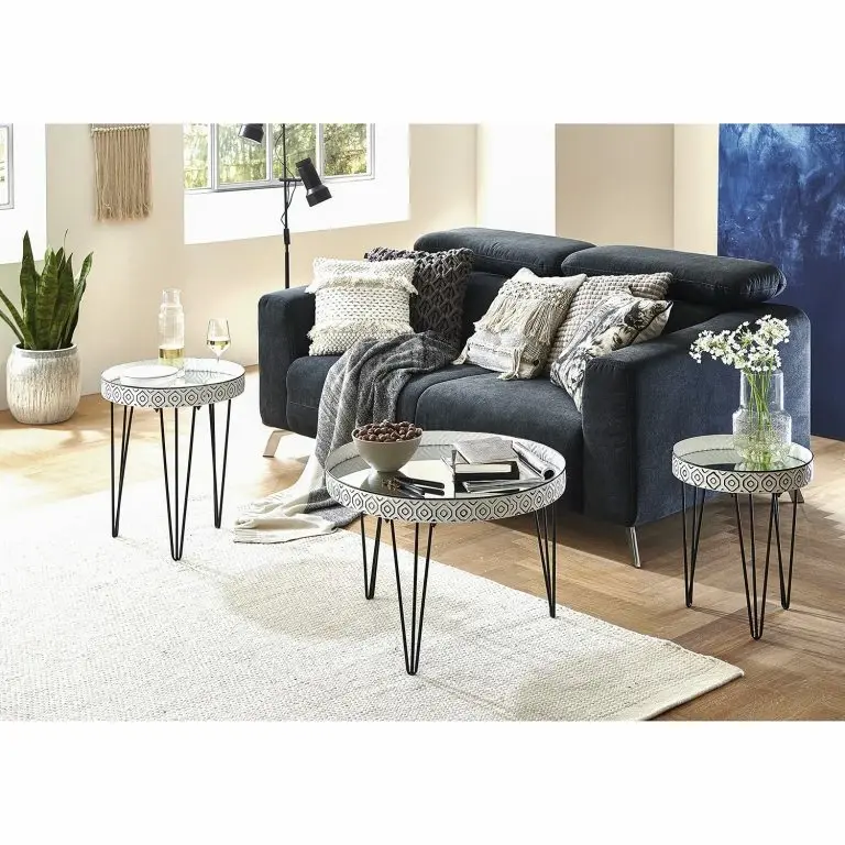 Loftscape Norrwood Table Basse Ponemah – Verre / Acier – Noir / Blanc