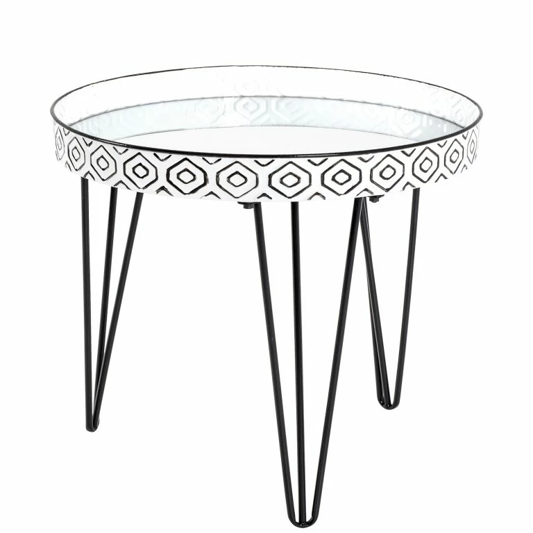 loftscape Norrwood Table basse Ponemah – Verre / Acier – Noir / Blanc
