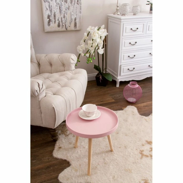 Loftscape Norrwood Table D’appoint Cuto – Partiellement En Pin Massif – Rose / Pin