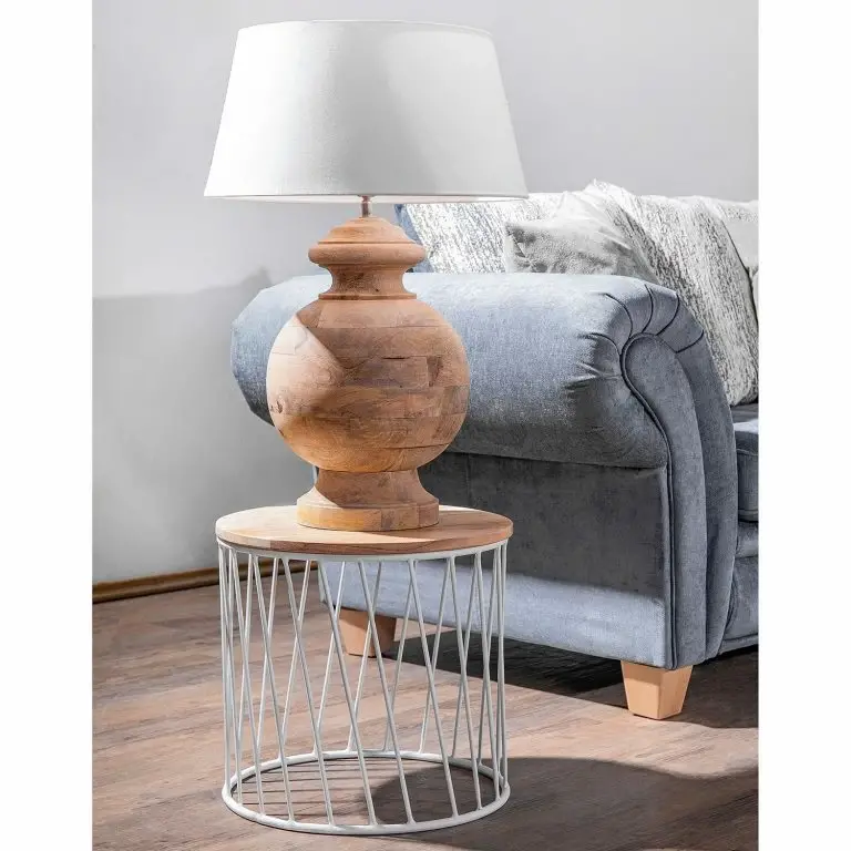 Loftscape Norrwood Table D’appoint Gabiarra III – Acacia Massif / Fer – Manguier Clair / Blanc