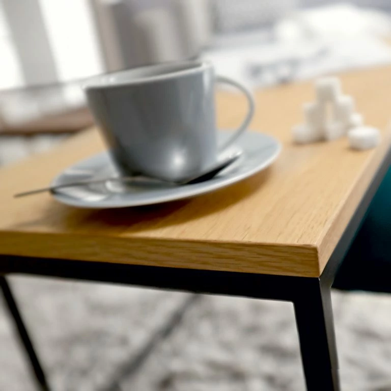 Loftscape Now By Hülsta Bout De Canapé Hülsta Now I – Acier – Chêne Naturel / Gris