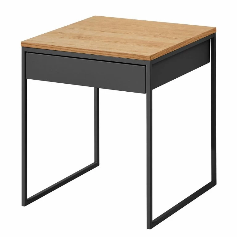 loftscape Now by hülsta Bout de canapé hülsta now III – Acier – Chêne naturel / Blanc – Chêne naturel / Gris – 1