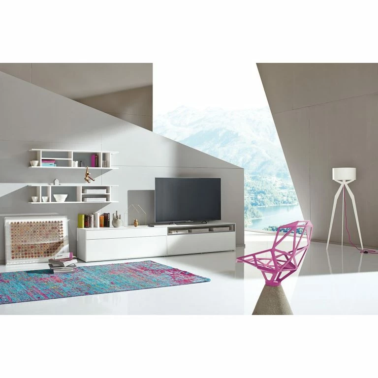 Loftscape Now By Hülsta Meuble TV Hülsta Now Easy – Blanc Pur Laqué / Gris Clair
