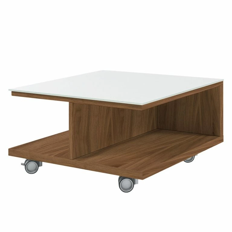 loftscape Now by hülsta Table basse hülsta now III – Verre – Blanc / cœur de noyer