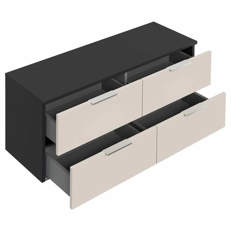 Loftscape Posseik Commode Asker II – Crème / Anthracite – Hauteur : 46 Cm