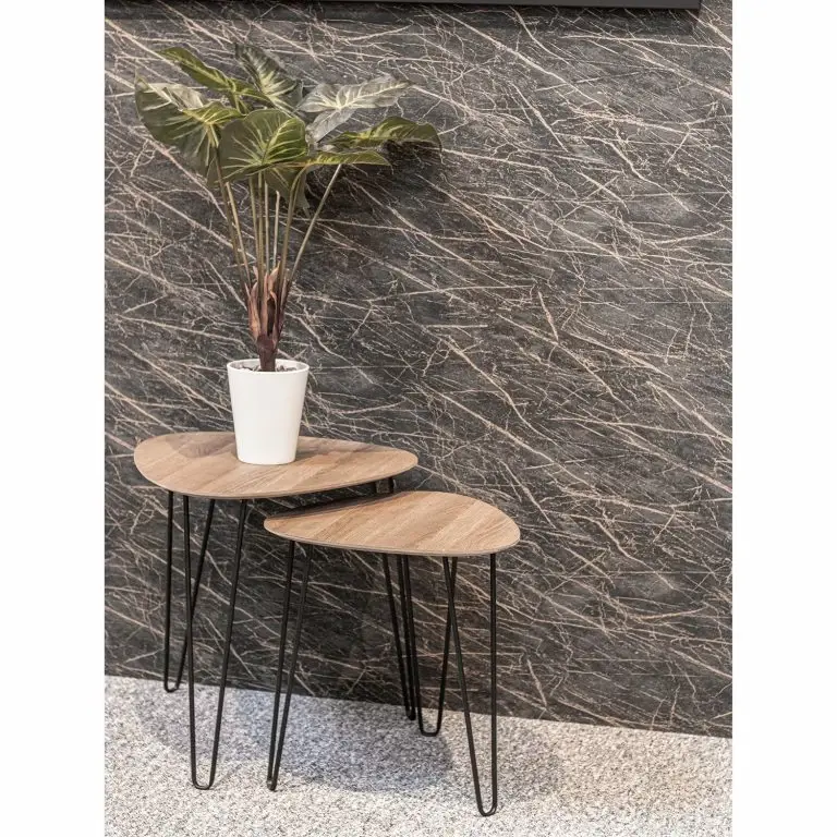 Loftscape Red Living Bout De Canapé Booragoon I – Métal – Imitation Chêne / Noir