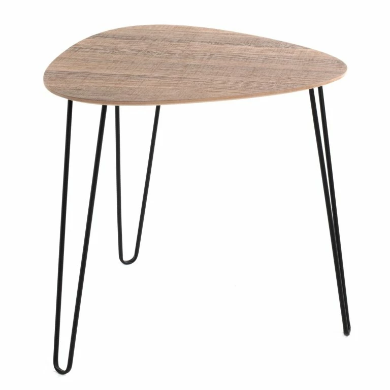 Loftscape Red Living Bout De Canapé Booragoon I – Métal – Imitation Chêne / Noir