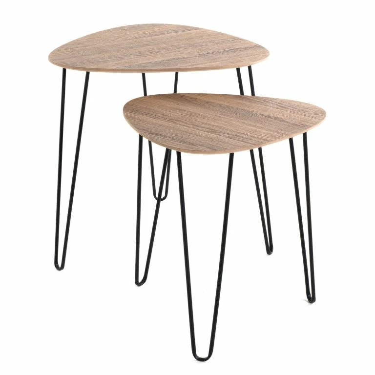 Loftscape Red Living Bout De Canapé Booragoon II – Métal – Imitation Chêne / Noir