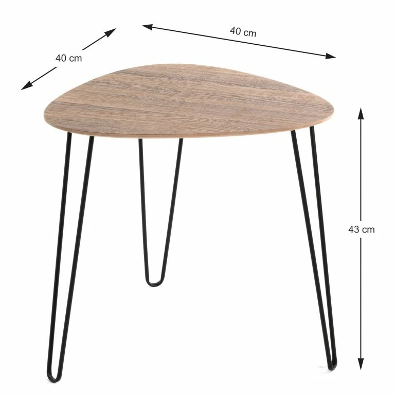 Loftscape Red Living Bout De Canapé Booragoon II – Métal – Imitation Chêne / Noir