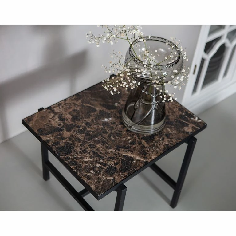 Loftscape Red Living Bout De Canapé Bowes – Imitation Marbre Marron / Noir