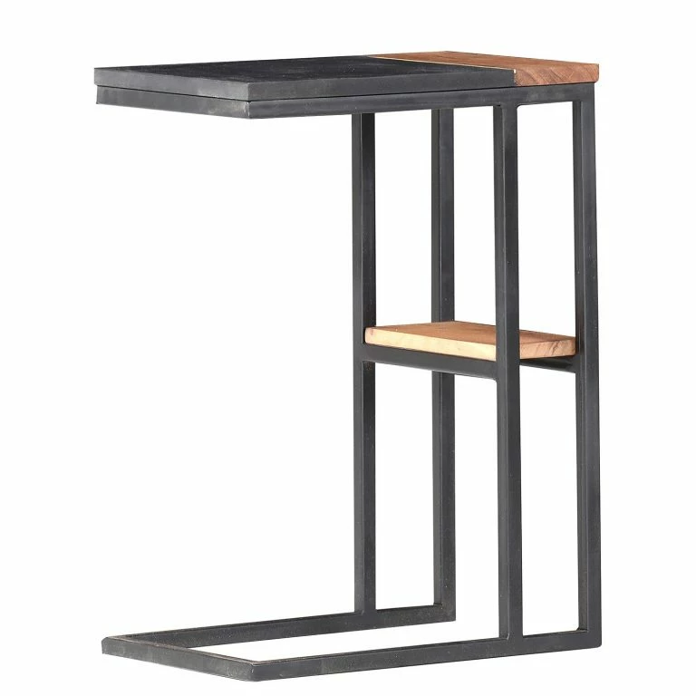 loftscape Red Living Bout de canapé Brookwood VII – Placage en pierre véritable / Acacia massif – ardoise / Acacia